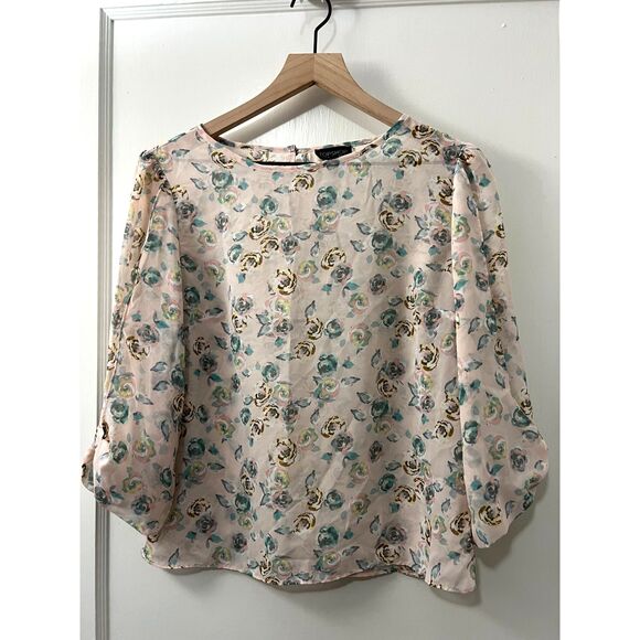 TOPSHOP Women's Pink Floral Sheer Blouse Top Size 6 - Picture 1 of 10